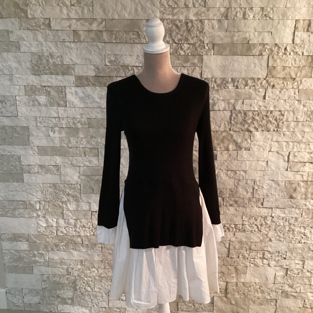 English Factory Women's Poplin Combo Knit Dress (NWT)